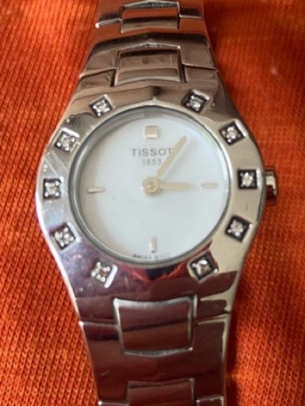 Tissot Silver Ladies Watch with White Dial and Crystal Accents